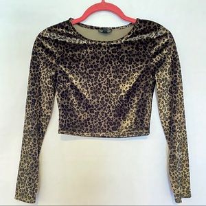 Topshop leopard velvet crop top, size 2